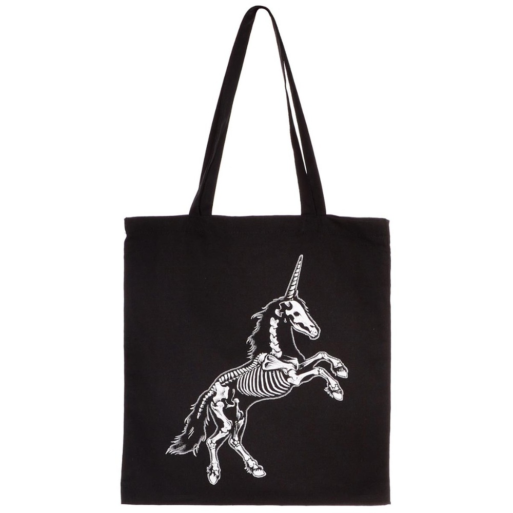NEW Haunted Undead Unicorn Skeleton Tote Bag Skull Goth Punk Halloween Gift